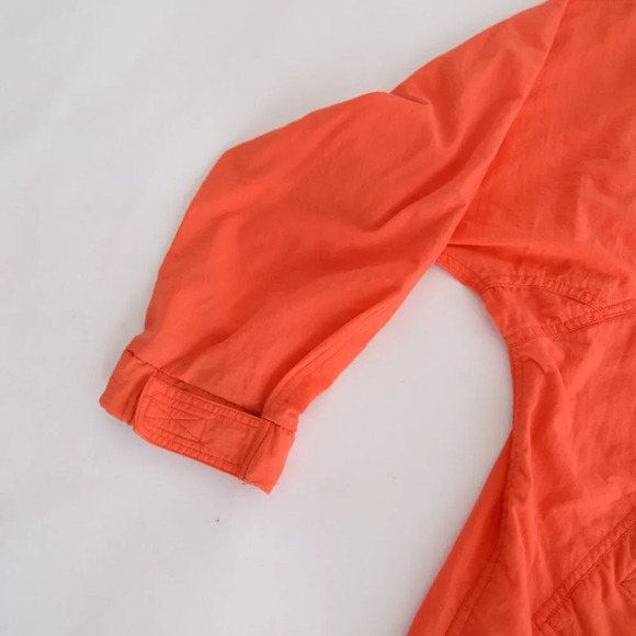 80S Dash Life Adventures Orange Quarter Zip Nautical Windbreaker Pullover Jacket - Picture 9 of 10